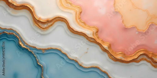 Gray Pink Beige Marble Texture High Contrast Swirling Stone Background.