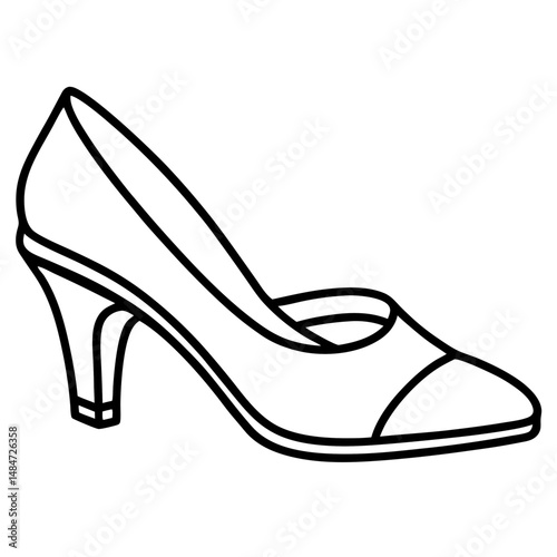 Black Kitten Heels Silhouette Vector on White Background