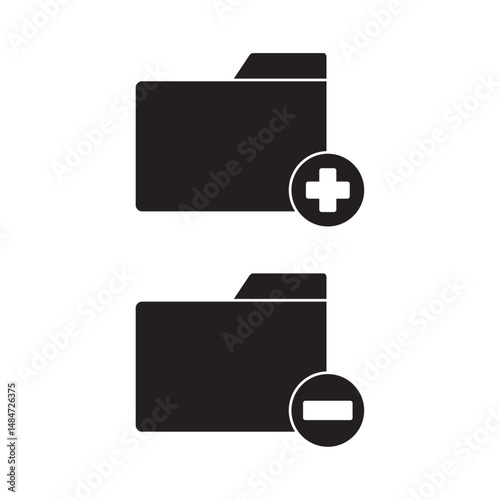 flat icon vector folder add and subtract