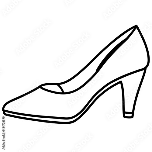 Black Kitten Heels Silhouette Vector on White Background