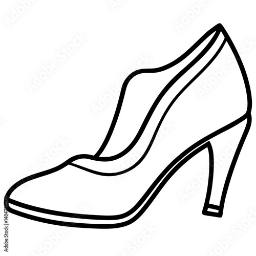 Black Kitten Heels Silhouette Vector on White Background