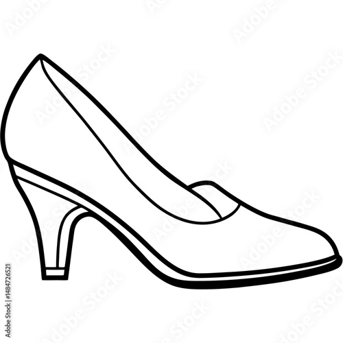 Black Kitten Heels Silhouette Vector on White Background