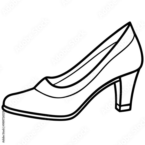 Black Kitten Heels Silhouette Vector on White Background