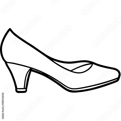 Black Kitten Heels Silhouette Vector on White Background
