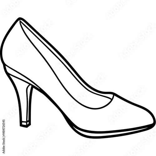 Black Kitten Heels Silhouette Vector on White Background