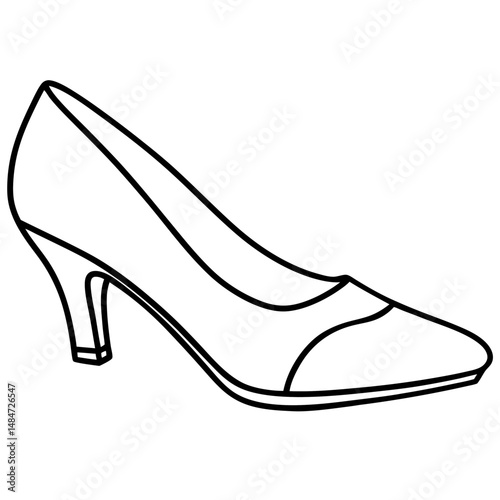 Black Kitten Heels Silhouette Vector on White Background