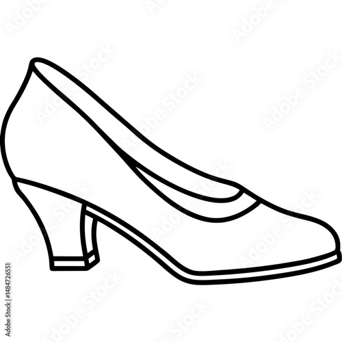 Black Kitten Heels Silhouette Vector on White Background