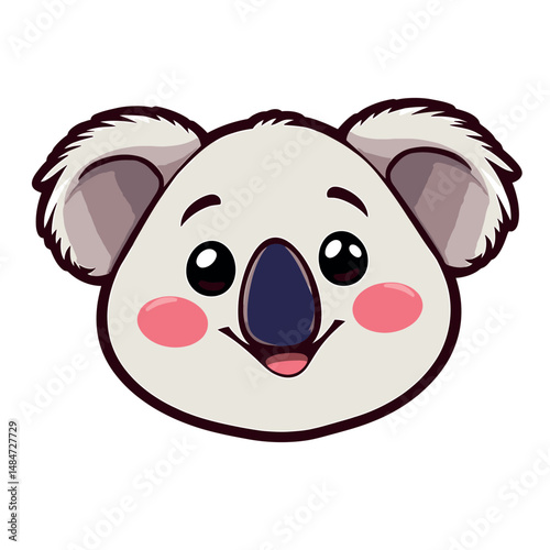 Cute Koala Head Vector Sticker With Smiling Face