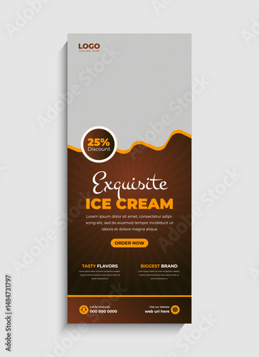 Ice Cream Shop Roll up Banner Template Design