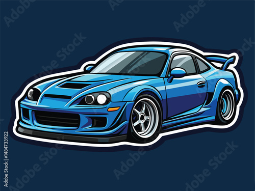 Supra  blue supra car illustration automotive design style vectorize illustration design