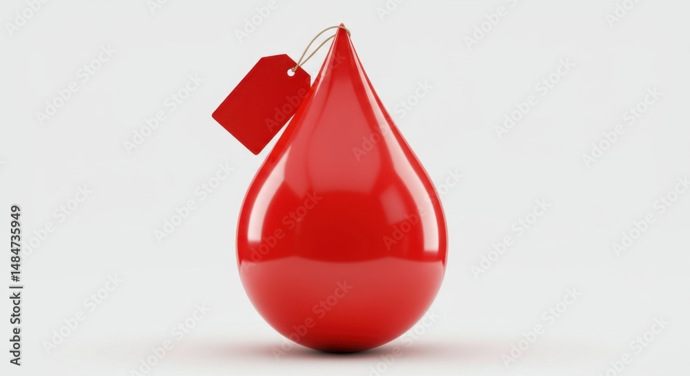 Obraz premium Blood Donation: A Precious Gift, Donate Blood, Save Lives, Red Blood Drop with Tag, Life-Saving Act, Medical Symbol, Global Health Initiative