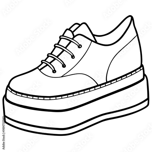 Black Silhouette Platform Shoes Vector on White Background