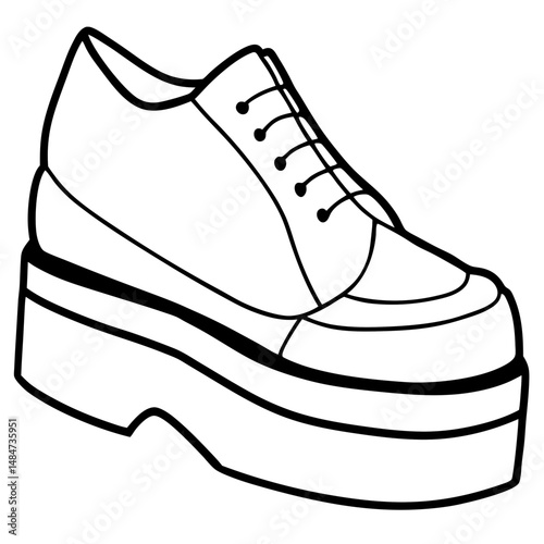 Black Silhouette Platform Shoes Vector on White Background