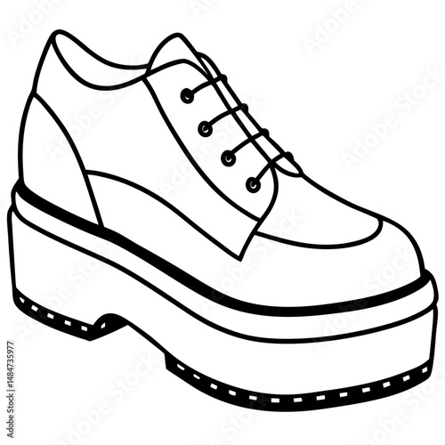 Black Silhouette Platform Shoes Vector on White Background