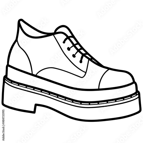 Black Silhouette Platform Shoes Vector on White Background