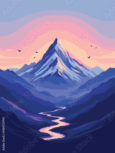 mountain in winter vector