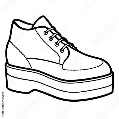 Black Silhouette Platform Shoes Vector on White Background