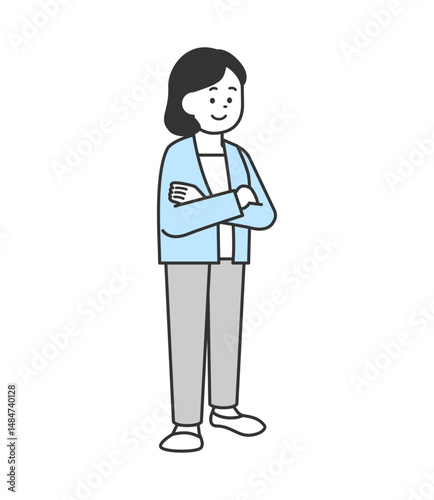 腕組みをする女性のイラスト　ベクター
