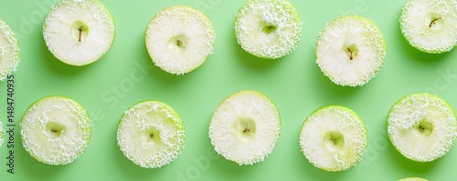 Food safety alert closeup of moldy sliced apples on green background highlighting health risks