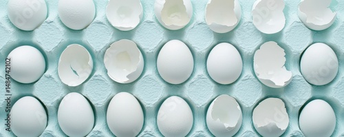 Improperly stored cracked eggs highlighting food safety risks kitchen environment closeup view