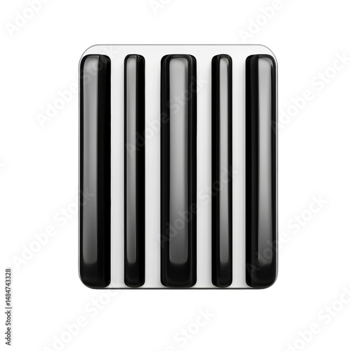 Abstract Black and White Parallel Bars create a modern minimalist pattern on transparent background