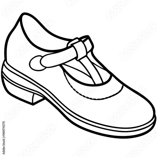 Black Mary Janes Silhouette Vector on White Background
