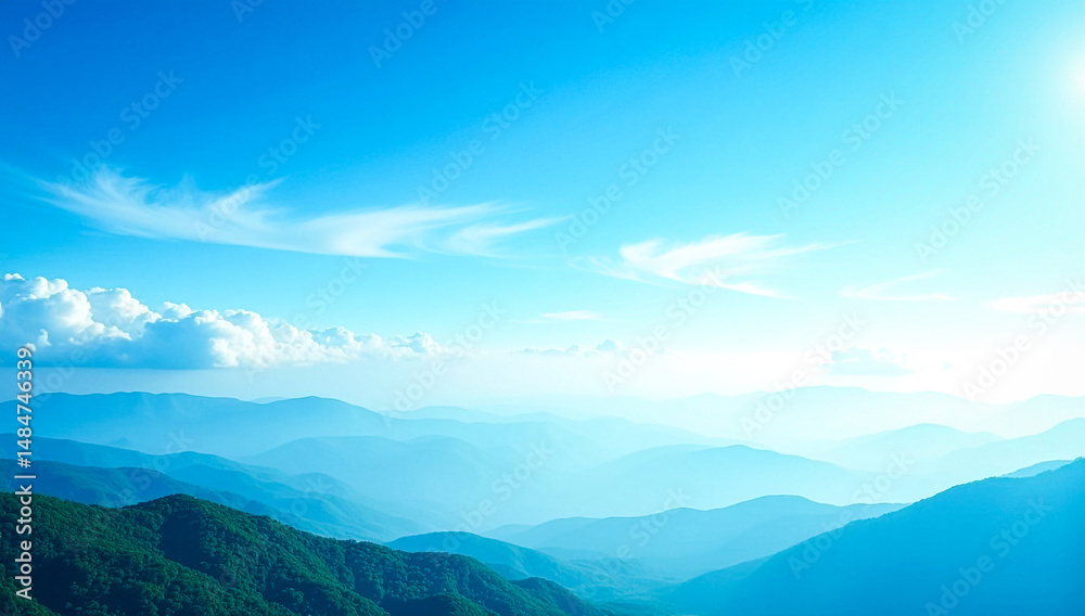 Obraz premium Serene clear blue sky with wispy clouds in a breathtaking high-resolution editorial image