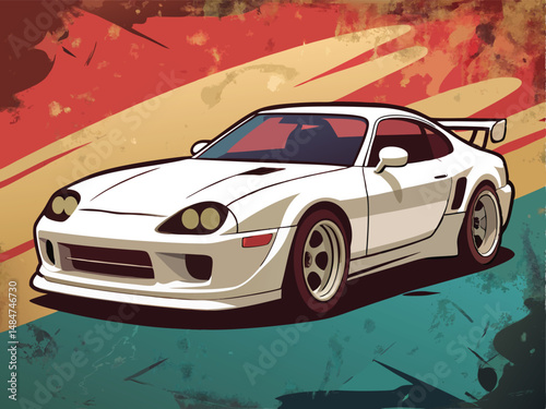 Supra  white supra car illustration automotive design art vectorize illustration design