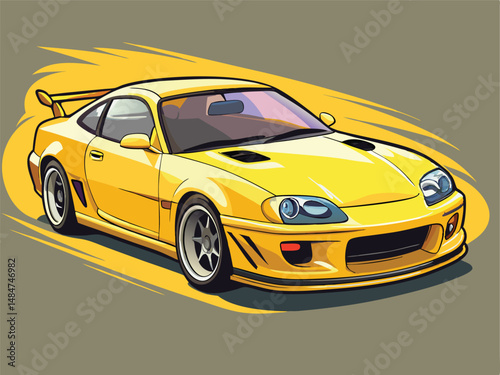 Supra  yellow supra car illustration automotive design art vectorize illustration design