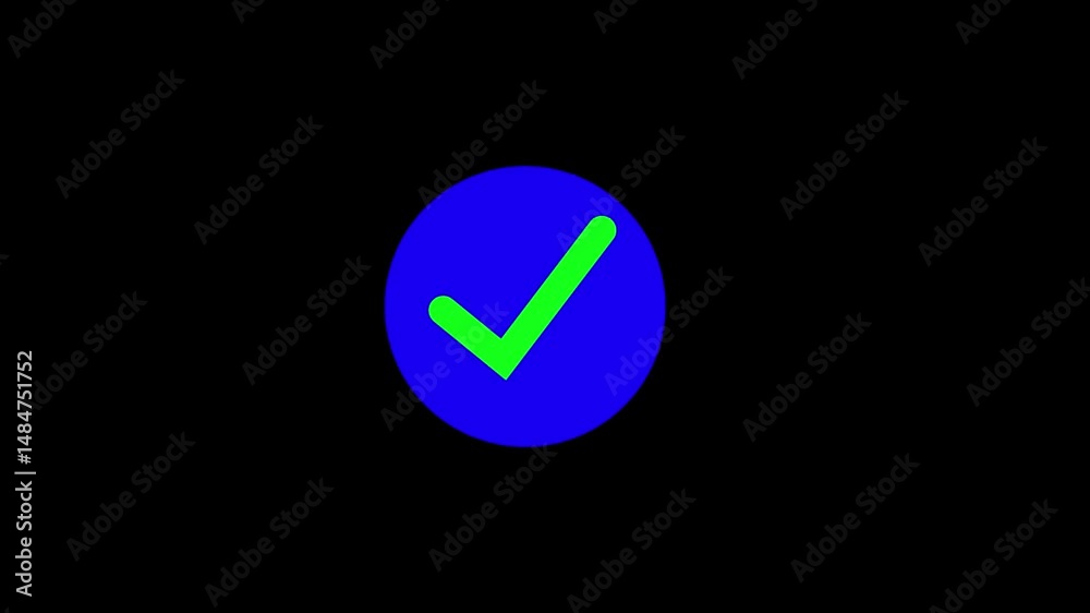 Check mark animation icon. Correct, success sign, Approved tick mark icon animation on black background.
Check mark animation icon. Correct, success sign, Approved tick mark icon animation on black background.