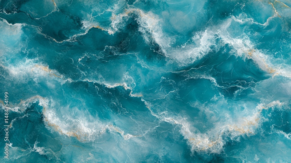 Abstract ocean-themed textured background with swirling blue and teal waves resembling a turbulent sea.
