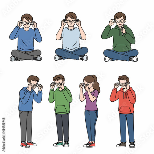 Observational Spectrum: A diverse set of individuals showcase their actions, expressing various facets of everyday life and emotions