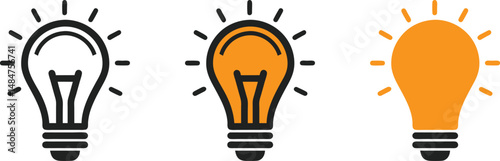 idea generation, light bulb symbol, lamp icon vector art illustration isolated on transparent background