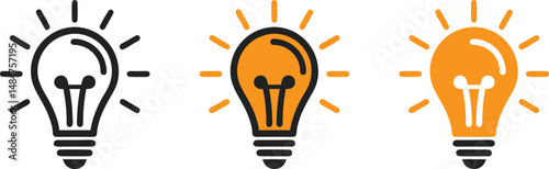 idea generation, light bulb symbol, lamp icon vector art illustration isolated on transparent background