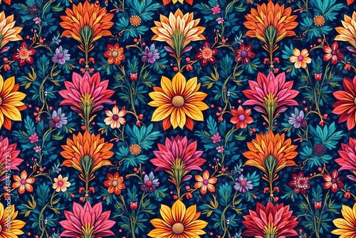 Intricate, flowing floral pattern, continuous repeat , continuous, modern, spring