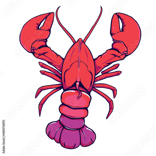 Vector Sticker of Freshly Caught Lobster for Seafood Lovers