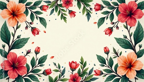 Intricate floral design with leaves and blossoms, endlessly repeating , plant, seamless, leaves