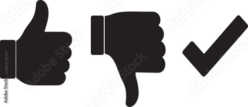 tic, like and dislike sign.