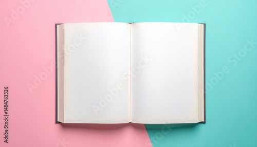 Creative writing journey blank book digital art minimalist style top-down view inspiration and ideas