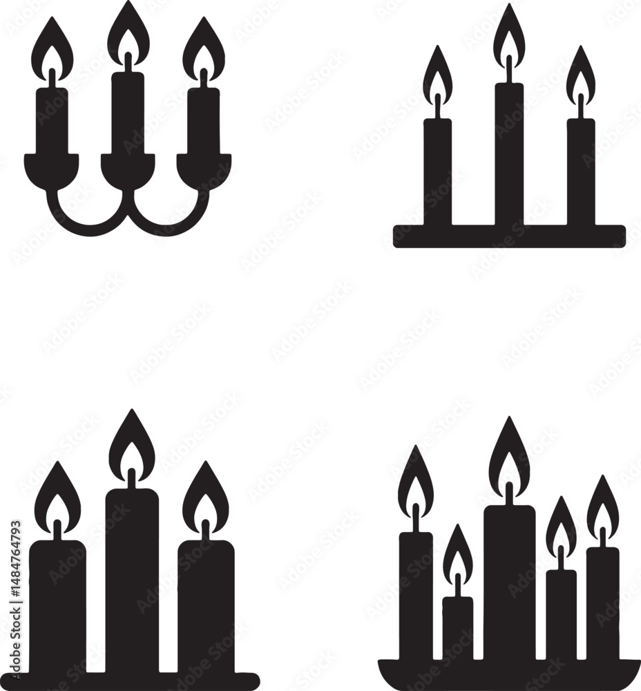 Candlelight vector set silhouette illustration for celebration,festive,or religious designs Candlelight vector set silhouette illustration for celebration,festive,or religious designs
