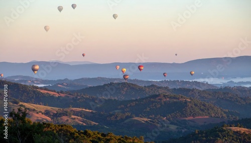 Hot air balloon festival over rolling hills napa valley photography sunrise aerial view scenic adventure