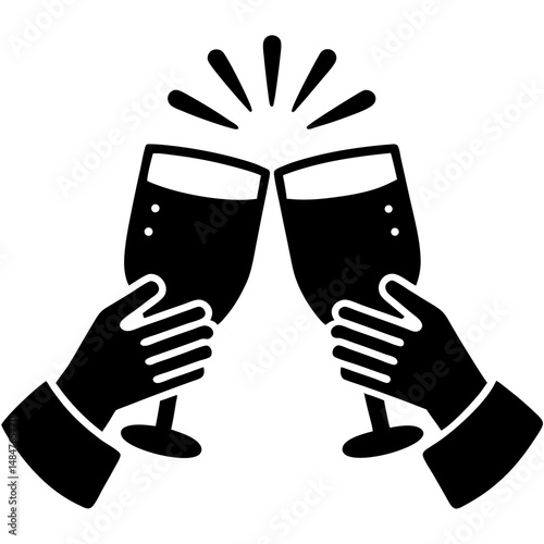 Celebrating Success Two Hands Toasting with Wine Glasses - A Toast to Achievement