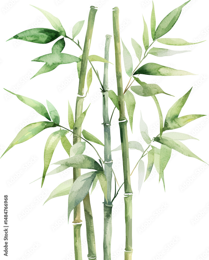 Obraz premium bamboo tree watercolor illustration art drawing