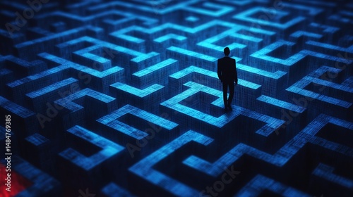 A person lost in a maze made of digital business graphs