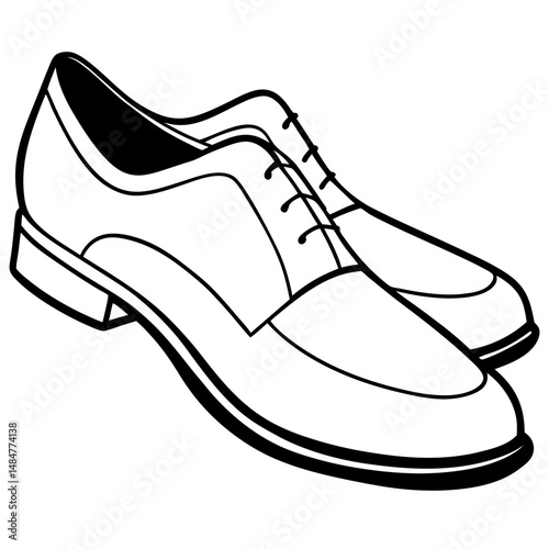 Black Court Shoes Silhouette Vector on White Background