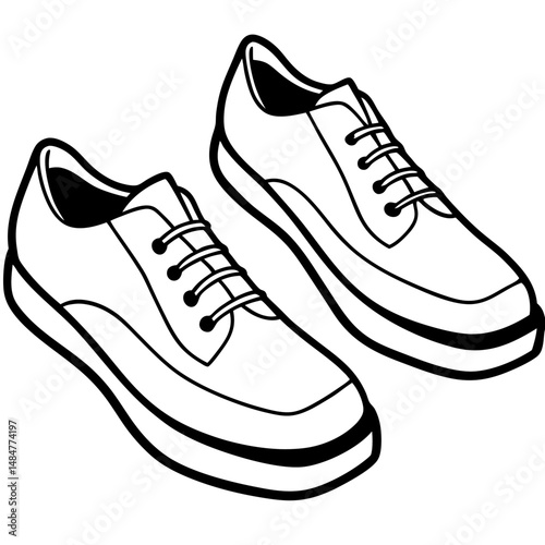 Black Court Shoes Silhouette Vector on White Background