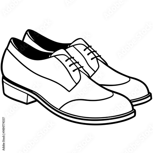 Black Court Shoes Silhouette Vector on White Background