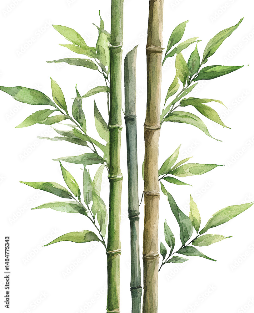 Fototapeta premium bamboo tree watercolor illustration art drawing 