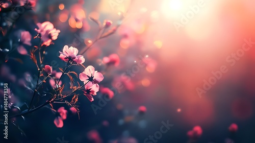 Pink blossoms bathed in warm sunset light (1)