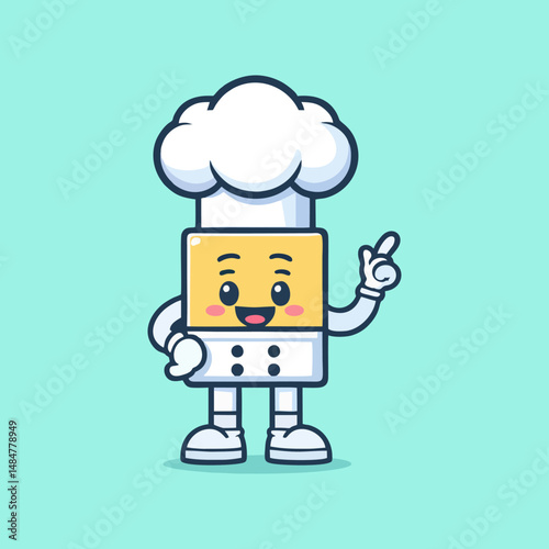 Mascot Chef vector illustration for cooking restaurant logo cartoon character branding dining food gourmet kitchen tasty culinary artwork editable modern premium face funny man uniform apron service